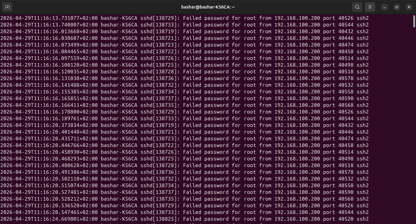 auth.log grep output